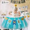 Mesa e cadeira de bebê flor crianças cadeira de jantar infantil bandeira decoração de festa de aniversário de bebê tecido não tecido uma bandeira atacado