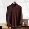 Suéter de Caxemira Outono e Inverno Suéter de Caxemira Masculino Suéter de Tricô com Gola Lapela Cardigã Casual Lã Gola Polo Solto Masculino