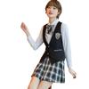 Uniforme Escolar Estilo Academia Britânica Colete para Aluno do Ensino Médio Terno Roupas para Aula de Performance de Aluno do Ensino Médio jk Uniforme Feminino Saia Plissada Outono