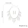 Conjunto de Collar y Aretes Ovalados Incrustados con Diamantes Estilo Europeo y Americano, Cadena de Clavícula Exagerada de Lujo de Gama Alta, Joyería de Moda de Nicho al por Mayor