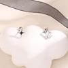 Pendientes de Estrella de Cuatro Puntas Asimétricos con Cuentas Rosca Pendientes de Estrella Hueca de Diamante Pendientes de Zirconia con Forma de Estrella de Cuatro Puntas AB