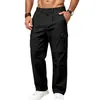 Calça de trabalho casual masculina estilo europeu e americano para primavera e outono, corte solto, com bolso tipo paraquedas, estilo motociclista, confortável, tipo lenhador, multi-bolsos, perna reta
