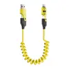 Cable de datos de resorte para pantalla de coche transfronterizo cuatro en uno, carga súper rápida de 65W, cable de carga telescópico de resorte dos a dos