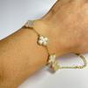 Pulsera de Concha Natural Trébol de Cuatro Hojas Lujo Accesible Pulsera de Alta Gama de Cinco Flores Trébol de Cuatro Hojas de la Suerte Pulsera de Zirconia 3A Lista para Enviar