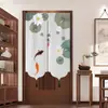 Cortina de tela de loto estilo chino para puerta para uso doméstico, dormitorio, cortina colgante para habitación, cortina a prueba de aceite para cocina, media cortina divisoria para baño