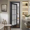 Venta al por mayor del fabricante Puerta Plana Extremadamente Estrecha Vidrio de Hilo de Aceite Retro Aleación de Titanio y Magnesio Puerta Gris Puerta Corredera para Baño Cocina