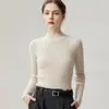 Suéter Feminino 100% Caxemira Pura, Gola Meia-Alta, Pulôver Espessado de Sete Fios, Camada Base de Malha Emagrecedora