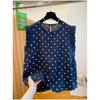 En Stock Estilo Francés Único Lino Lunares Volantes Adorno de Encaje Mangas Cortas Ligeras Blusa Top para Mujer Elegante Reductor de Edad Camiseta sin Mangas Mujer