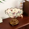 Plato de Fruta Cerámico Retro Estilo Americano para Sala de Estar de Villa, Plato Doméstico Europeo de Pie para Frutos Secos, Plato de Pie Alto Estilo Americano, Moderno de Alta Temperatura
