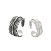 Anillo de Pluma de Ángel Guardián Vintage un Par de Moda Moda Anillo Abierto Plata Tailandesa Imitación Anillo de Pareja Vieja