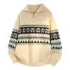 Suéter casual holgado retro japonés de invierno para hombre, mismo estilo, estilo perezoso, jersey de punto con media cremallera, chaqueta