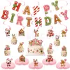 Banner de cumpleaños estilo dulce con temática navideña transfronterizo con elementos de caramelo, hombre de jengibre y letras, adecuado para toppers de pastel y decoraciones