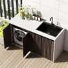 Instalación de gabinete integrado para lavadora y lavabo de aleación de aluminio para exteriores, con panel de roca, para protección solar en jardín exterior, gabinete para lavadora, lavabo