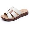 Verano Nuevo Cuero Genuino Zapatillas de Madre para Exterior Moda de Mediana Edad Combinación de Colores Sandalias de Mediana Edad y Ancianos Sandalias Antideslizantes para Ancianos