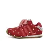 Zapatillas Lindas Retro de Lunares para Niñas Xshx con Velcro, Otoño e Invierno Rojo y Plateado, Dulces y Casuales