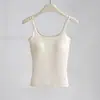 Camisola de seda de morera para mujer para todas las estaciones, sin mangas, se puede usar como capa interior o exterior, color liso, con copas incorporadas, no necesita usar sujetador
