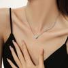 Acero titanio AB cara corazón de durazno collar multicolor nicho europeo acero inoxidable belleza no se desvanece amor cadena clavícula regalo mayoreo