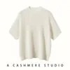 Suéter de punto de cachemira para mujer, cuello medio, manga corta, nuevo para otoño e invierno, top tipo jersey casual, simple, versátil, cómodo y moderno
