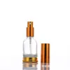 Botella de vidrio transparente para aceites esenciales, botella pulverizadora para mascarilla facial, botella de recarga de 30 ml para productos cosméticos y de cuidado de la piel, botella pulverizadora para base de maquillaje líquida