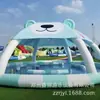 Piscina Inflável Toldo Parque Aquático Combinação de Escorregador ao Ar Livre Fazenda Barco de Manivela Infantil Brinquedo de Playground Grande