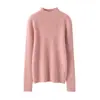 Suéter feminino de cashmere, 100% cashmere puro de cabra, novo design de moda simples, gola alta discreta, pulôver de tricô, suéter quente para base