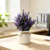 Nueva decoración de planta en maceta de cuerda de cáñamo lavanda de 31 ojos para ambiente de restaurante y bar, flores artificiales y plantas verdes bonsai adorno de escritorio