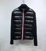 M transfronteriza. Chamarra de plumas de Meng con tejido de patchwork y ropa exterior casual + control de acceso con doble cremallera, cuello alto y corte ajustado.