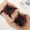 Dulce Genial Rojo Oscuro Dama Pluma Pedrería Hilo Ligero Flor DIY Hecho a Mano Tocado Ramillete Flor para Ropa Accesorios