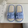 Zapatos de Piso Casuales de Moda con Personalidad para Primavera y Verano, Estilo Japonés para Dormitorio, con Moño, Absorbentes de Sudor, Transpirables, Modernos, Pantuflas de Algodón y Lino para Mujer