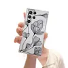 Funda para teléfono Samsung con diseño minimalista y moderno de flor de loto en línea, adecuada para S25 Ultra, funda suave delgada y transparente