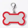 Colgante de etiqueta de mascota de metal blanco minimalista transfronterizo con grabado de logotipo y borde colorido en forma de hueso