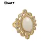 MR028 Anillo de Joyería para Fiesta Estilo Palacio Retro Exquisita Gema Redonda Pequeña Incrustada con Circonita Multicolores Opcionales para Mujer