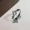 Nuevo Anillo Clásico Versátil de Zirconia Individual Versión Coreana Más Vendido Propuesta Seis Garras Quilate Abierto Ajustable