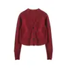 Traje de Vestido de Maternidad Otoño e Invierno Año Nuevo Cárdigan Rojo Estampado Tejido Moda Ropa de Invierno Ropa de Año Nuevo Conjunto de Dos Piezas