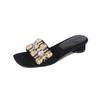 Pantuflas de pedrería francesa Verano Nueva llegada Moda de mujer para exterior Cómodas de tacón bajo Sandalias y pantuflas elegantes