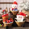 Pote de Doces de Natal Transfronteiriço Rattan Caixa de Presente Transparente para Idosos Boneco de Neve Alce Suprimentos de Natal Decoração Pequena para Crianças
