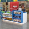Mostrador de caja de supermercado, mostrador de tienda de conveniencia, mostrador de barra de almacenamiento de varias capas, mostrador pequeño para papelerías, mostrador de recepción de esquina