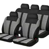 Fundas de Asiento Universales Estilo Comercio Exterior con Diseño de Rayas Verticales y Acolchado Alado, Modernas, Exquisitas y Cómodas, Juego de 9 Piezas para Automóviles de Cinco Plazas