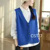 Colete de Tricô com Decote V para Primavera e Outono para Mulheres, Novo Cardigã Sem Mangas de Outono, Colete Suéter Versátil Solto para Looks de Trabalho