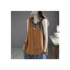 Camisola artística de algodão e linho 2023 verão nova, modelagem solta para mulheres, top fino assimétrico com decoração de botões e patchwork moderno
