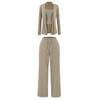 Conjunto de Três Peças Cardigan Preguiçoso de Outono Estilo Europeu e Americano Jaqueta de Manga Longa + Calça Casual de Cintura Alta até o Chão