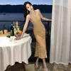 Vestido de tirantes color champán estilo francés Temperamento de alta gama Lujo ligero Fiesta de cumpleaños Vestido de dama de honor Estilo princesa Sencillo Adelgazante