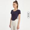 Roupa de ioga com decote em V, feminina, fina, de verão, manga curta, esportiva, com nervuras, justa, para emagrecimento, pilates, treinamento, roupa fitness