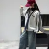 Sudadera retro americana con media cremallera y cuello alto para niñas, nueva de primavera y otoño 2026, top deportivo casual holgado de manga larga, moderno