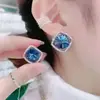 2026 Novos Brincos Elegantes de Cristal Azul Moda Coreana Design Longo Brincos Tendência de Influenciador para Mulheres Venda por Atacado