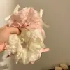 Doce Coração Cremoso ~ Scrunchie com Laço de Fita Estilo Ballet Acessório de Cabelo Mori Girl, Gentil com o Cabelo