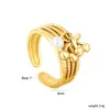 Diseño de Nicho Transfronterizo Acero Inoxidable Borla Mariposa Anillo Abierto Ajustable Chapado en Oro de 18K Moda Anillo Personalizado