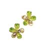 Verano Nueva Entrada Lujo Ligero Combinable Alta Gama Diseño Nicho Coreano Súper Flash Cristal Combinación de Colores Flores Aretes de Botón Aguja de Plata