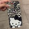 Funda Hello Kitty con estampado de leopardo para iPhone16promax 11 para Apple 14 animación iPhoneXR/X