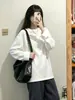 Camiseta Casual de Algodón Peinado Puro Pesado de Otoño Xinjiang Cuello Redondo Color Sólido Manga Larga Ajuste Holgado Capa Base Una Pieza Dropshipping